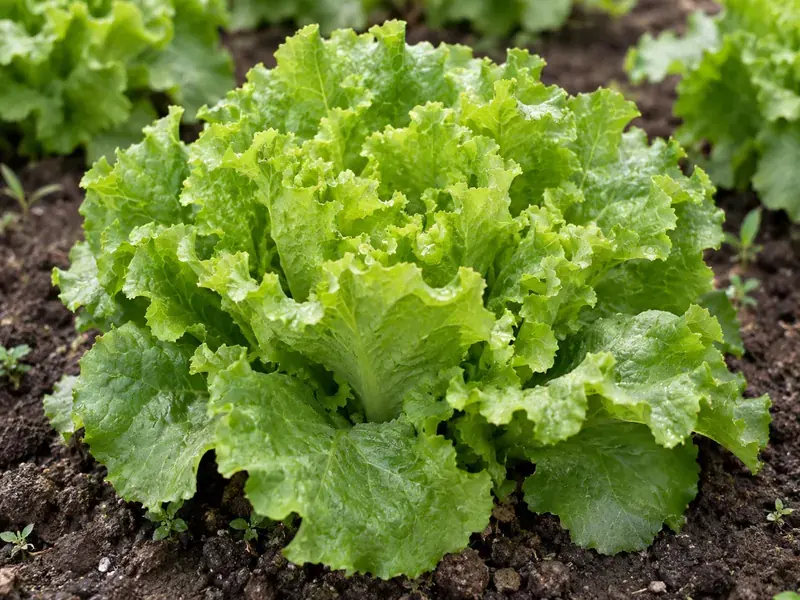 Laitue frisée verte en culture